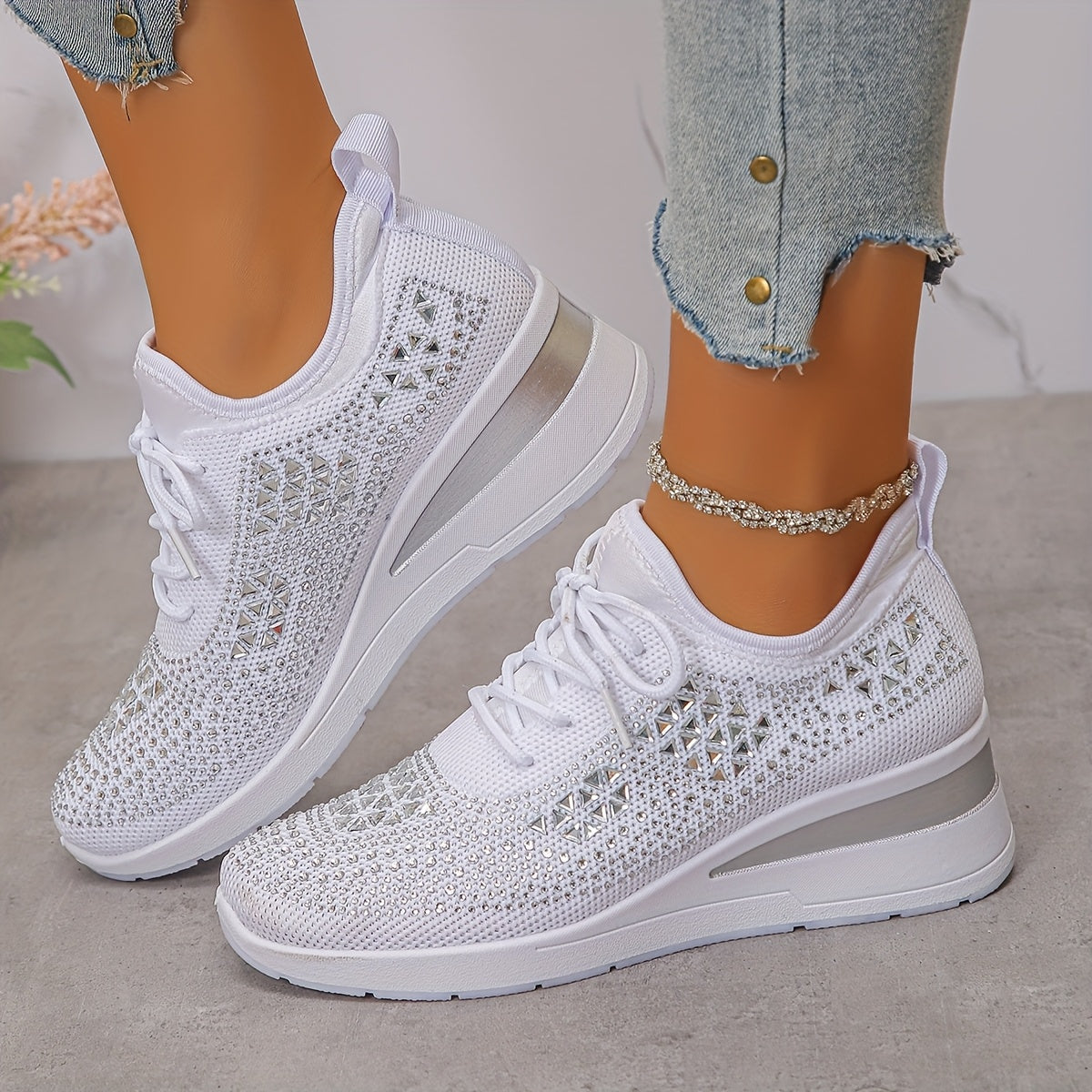 š„Last Day Promotion 70% OFF - Women's Casual Fashion Breathable Rhinestone-Embellished Orthopaedic Sneakers