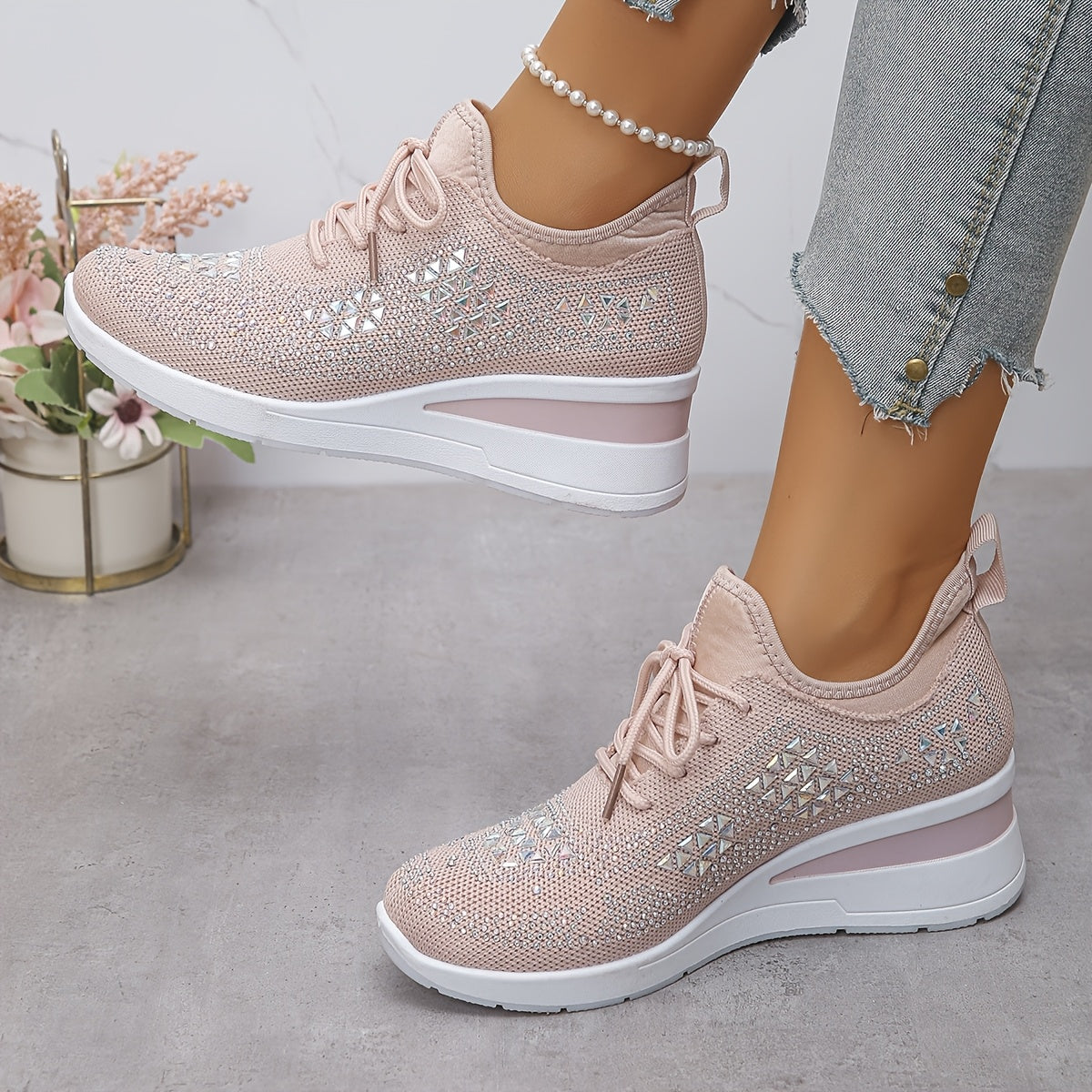 š„Last Day Promotion 70% OFF - Women's Casual Fashion Breathable Rhinestone-Embellished Orthopaedic Sneakers