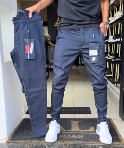 Men’s Slim-Fit Casual Solid Color Pants