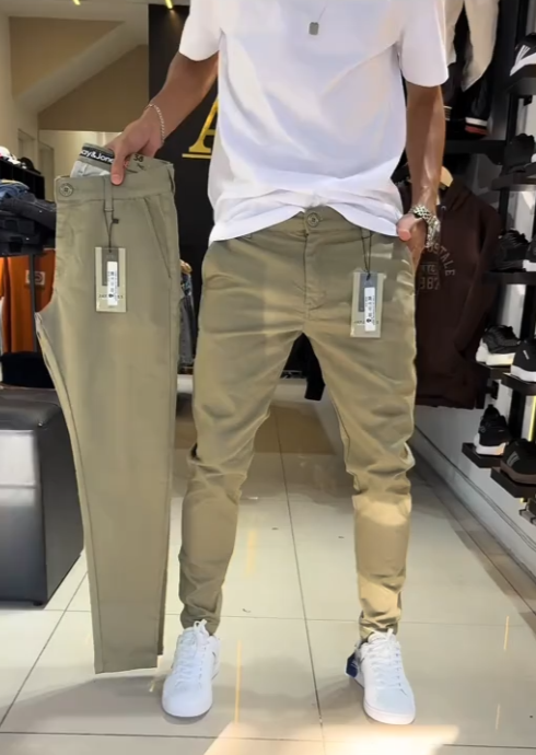 Men’s Slim-Fit Casual Solid Color Pants