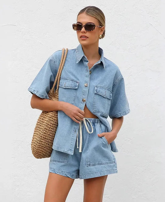 Céline Denim Two Piece Set