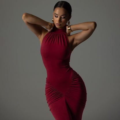 Relia™ Solid Ruched Sleeveless Slit Dress