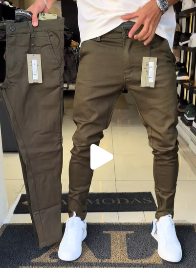 Men’s Slim-Fit Casual Solid Color Pants